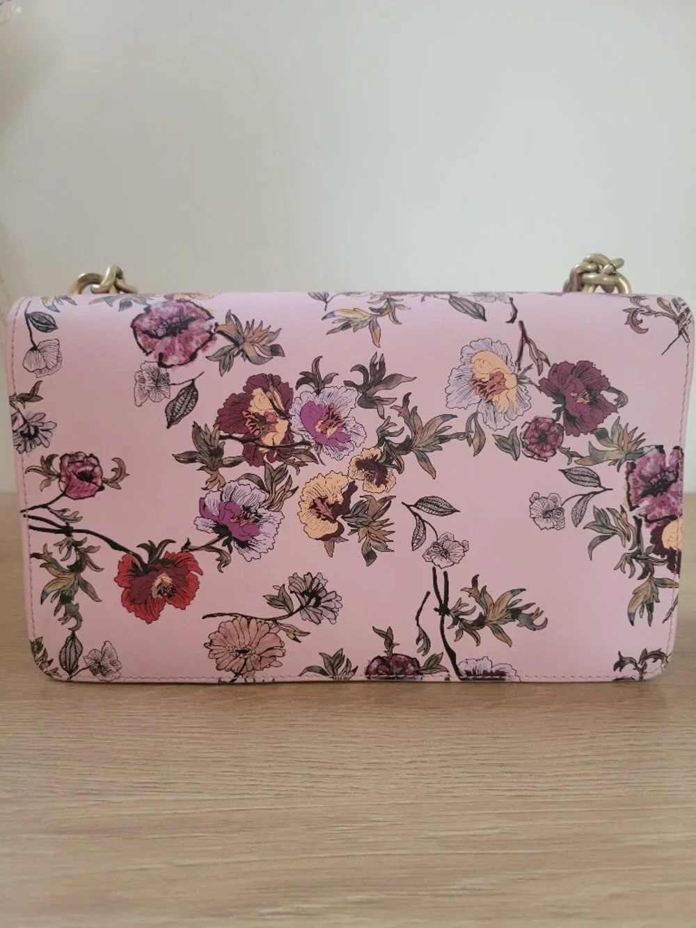 PINKO Love Me Tender Floral Crossbody Bag Pink Gold Chain Shoulder Purse